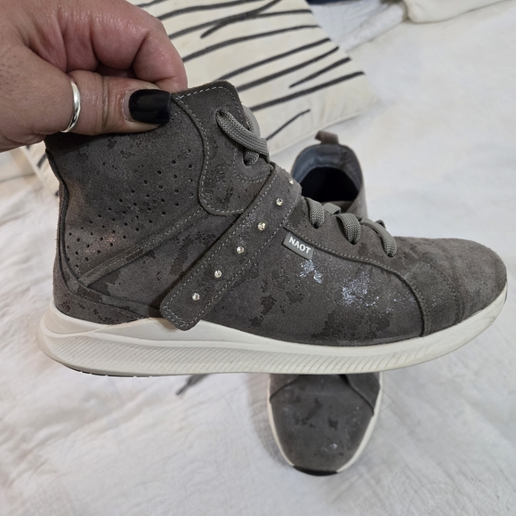 Naot Gray High-Top Sneakers with Studded Strap